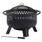 30-inch Black Steel Outdoor Fire Pit Grill with Screen and Poker